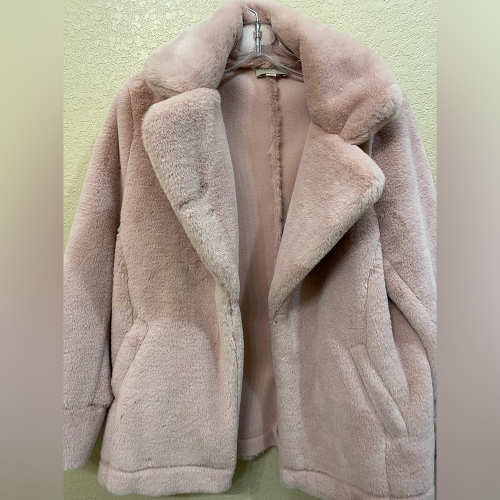 Pink faux fur jacketed by Loft